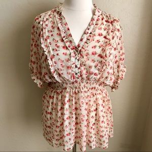 TORRID FLORAL SHEER BABYDOLL BLOUSE TOP PLUS 4X